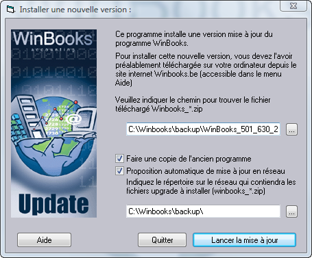 Procédure de mise à jour de WinBooks